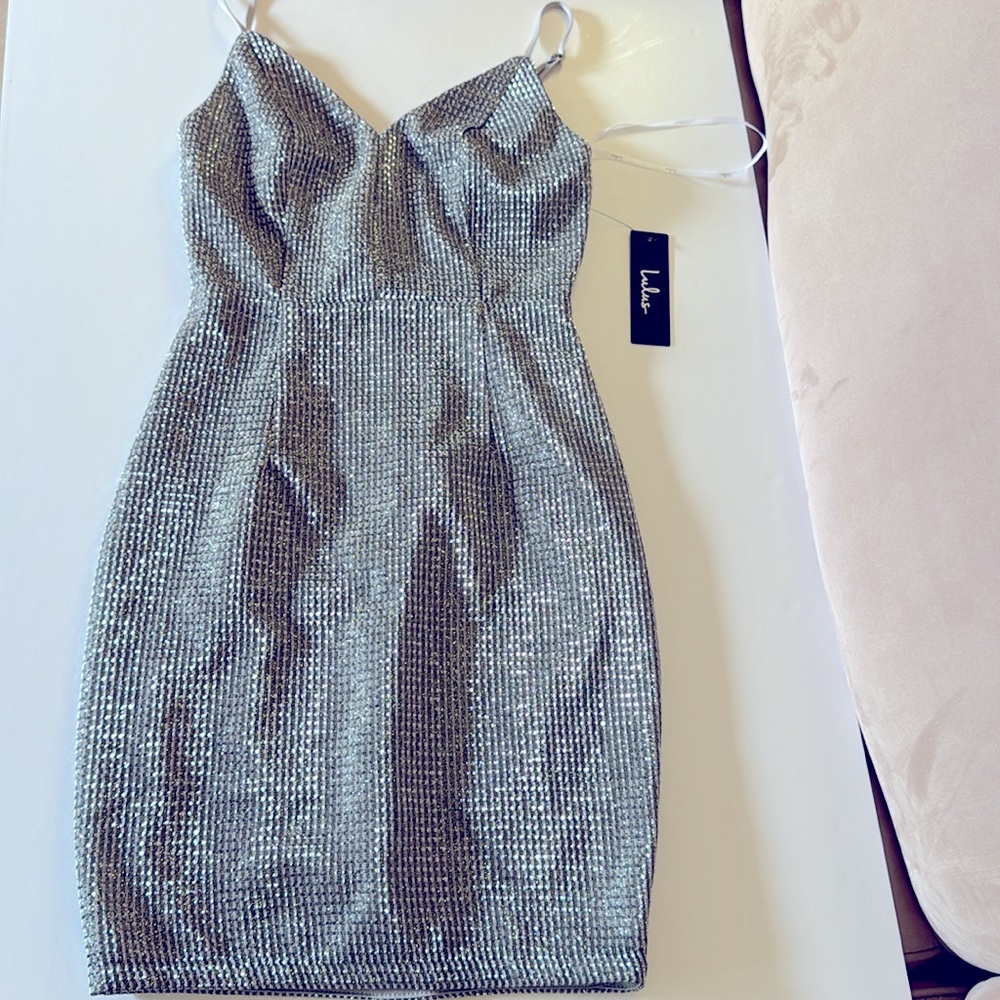 LULUS. Silver Sparkling Mini Dress. Size Extra Small. - Picture 2 of 8